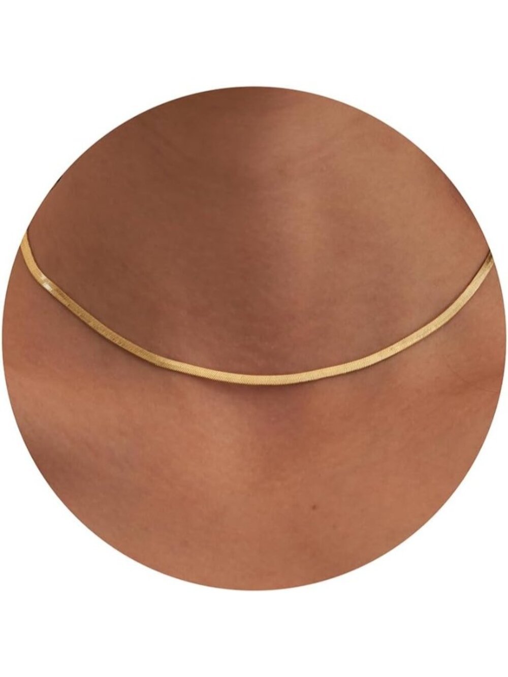 Women's Herringbone 3mm Gold Non Tarnish Chunky 14k Gold Plated Layered Necklace